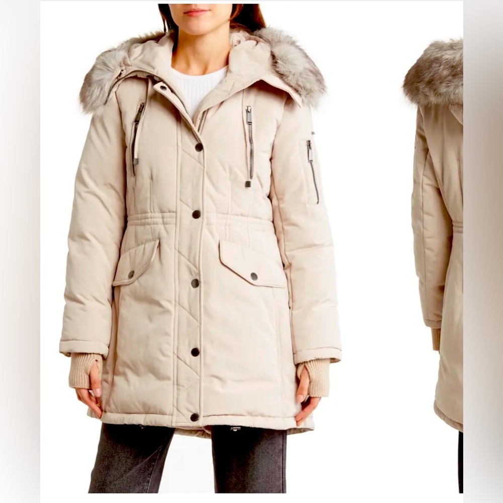 Water Resistant Coat with Removable Faux Fur Trim
BCBGENERATION